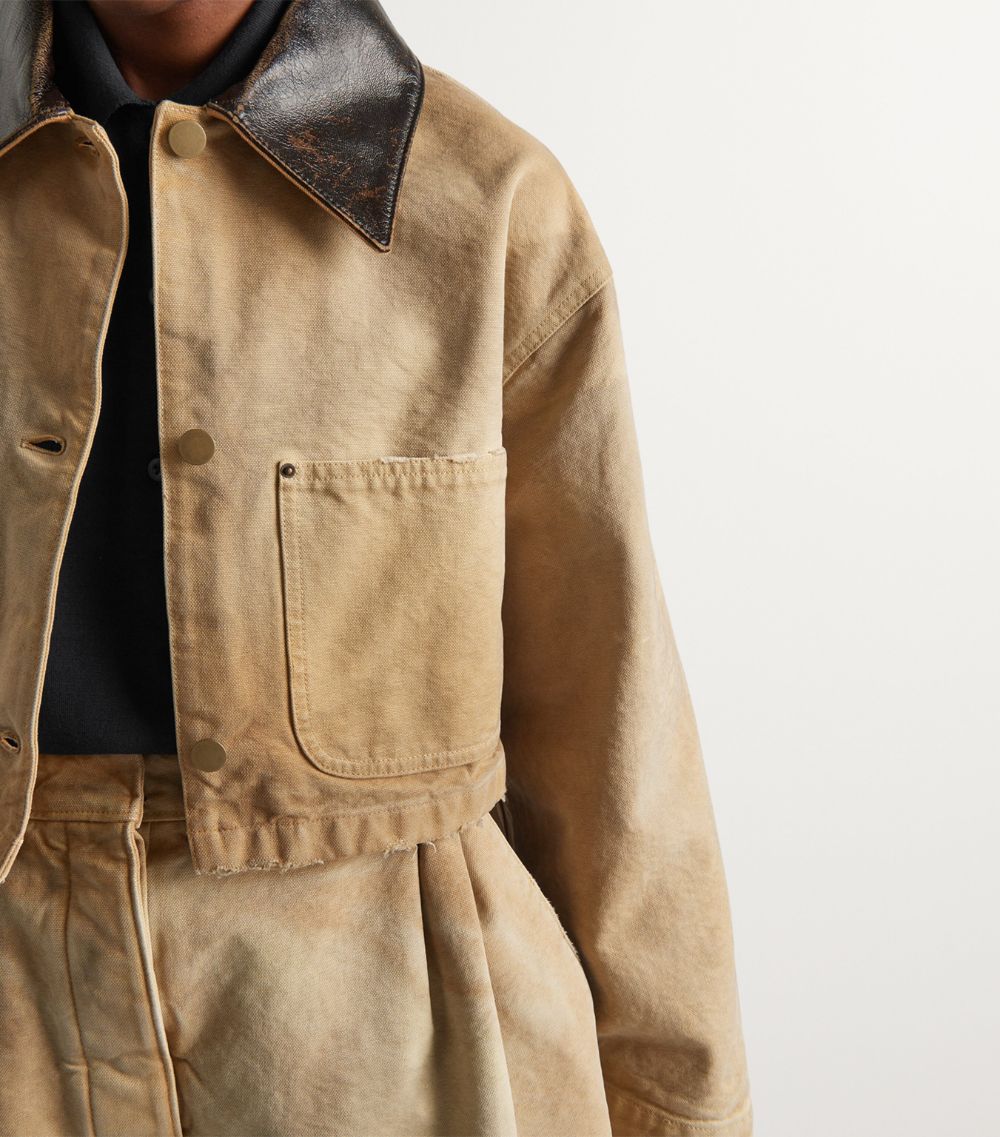 Prada Prada Canvas Leather-Trim Jacket