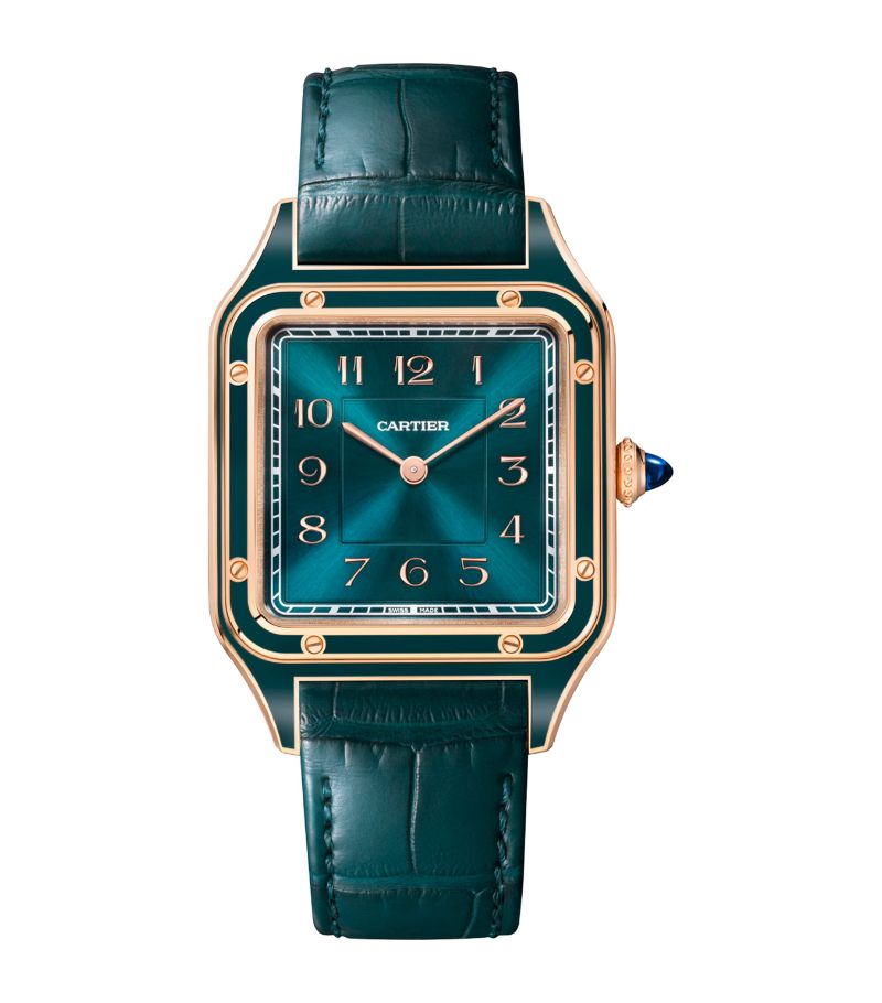 Cartier Cartier Large Rose Gold And Sapphire Santos-Dumont Watch 43.5Mm