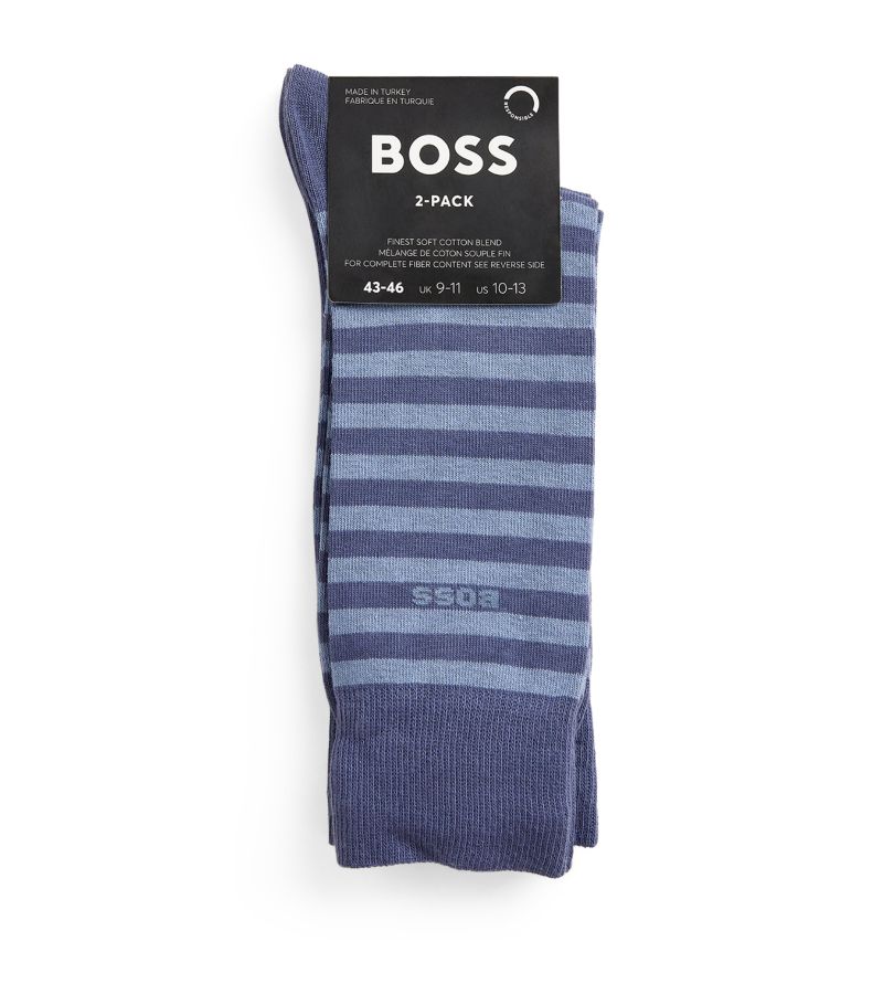 BOSS Boss Cotton-Blend Striped Socks (Pack Of 2)