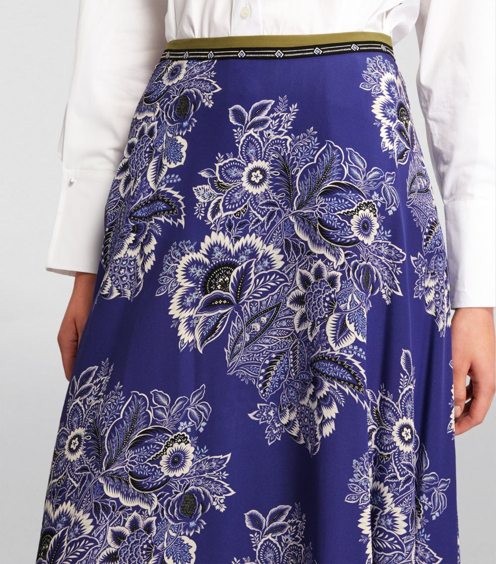 Etro Etro Silk Floral Ruffle Midi Skirt