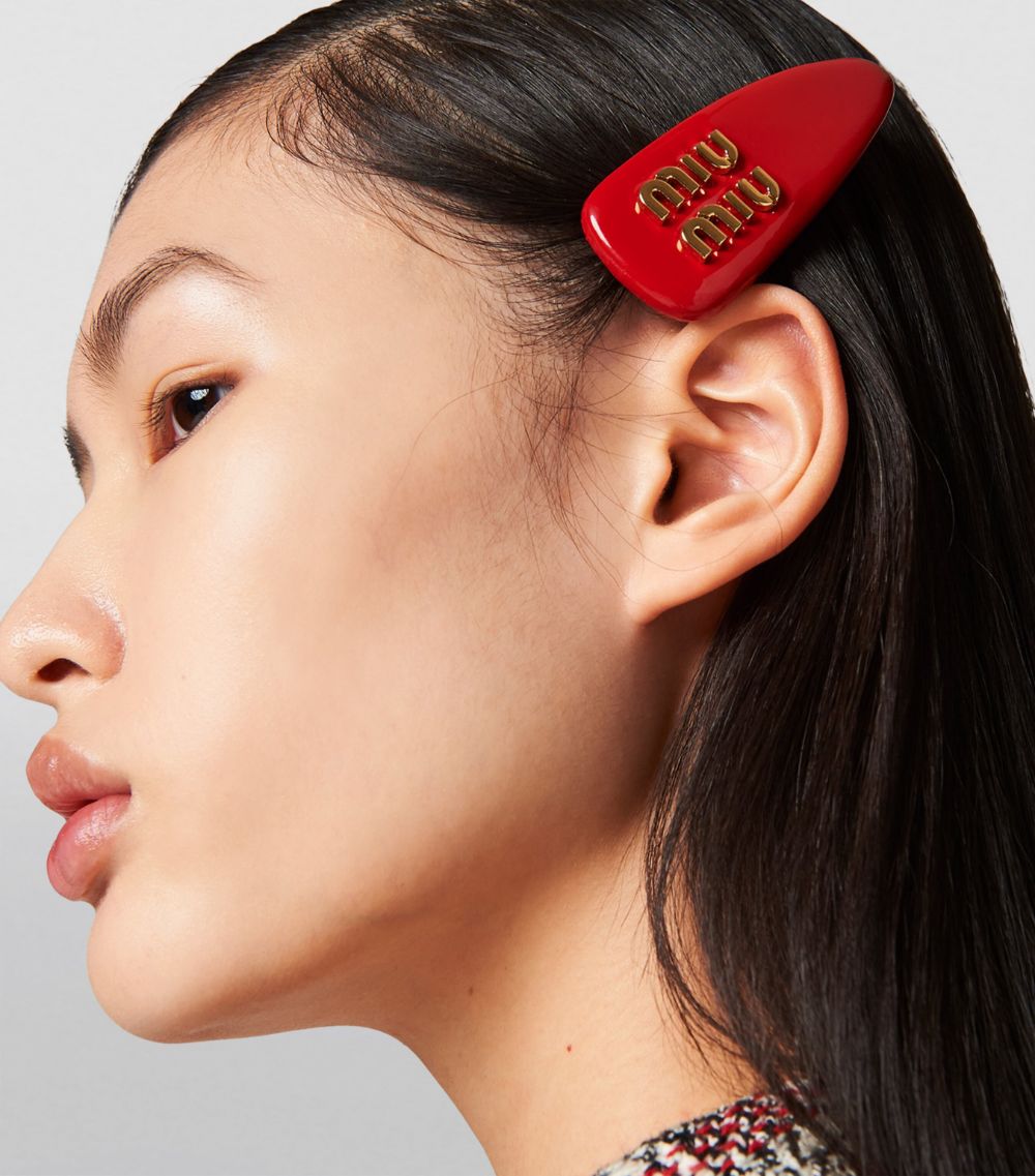 Miu Miu Miu Miu Leather Logo Hair Clip