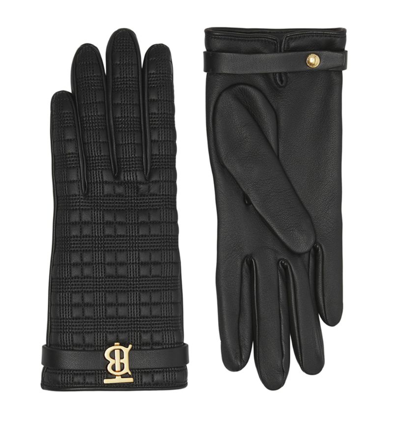 Burberry Burberry Quilted Leather TB Monogram Gloves