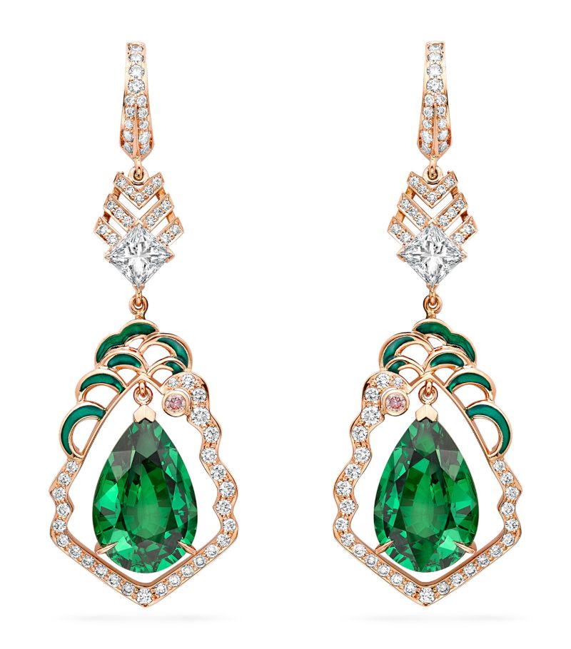 Boodles Boodles Rose Gold, Diamond And Tsavorite A Family Journey London Earrings
