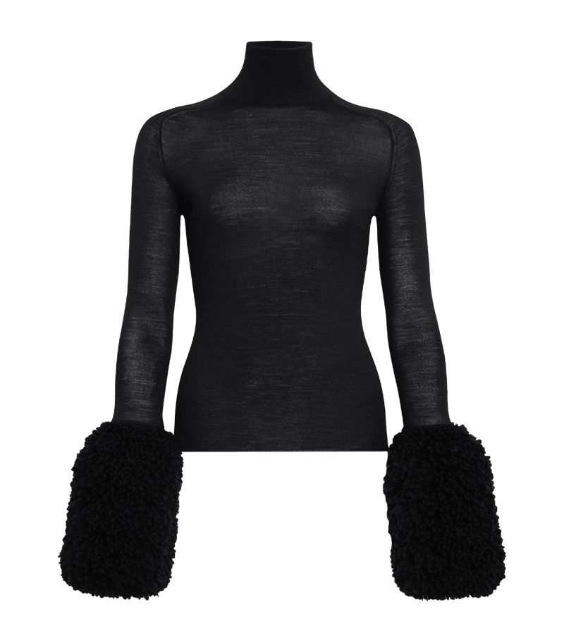 Alaïa Alaïa Virgin Wool Bubble-Cuff Top