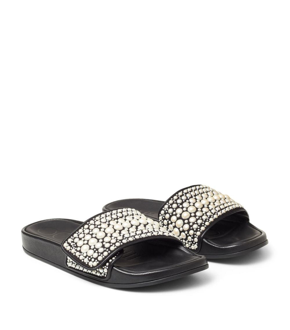 Jimmy Choo Jimmy Choo Fitz Embellished Canvas-Leather Slides