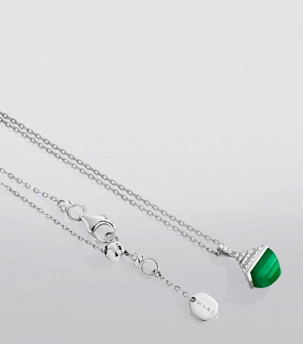  Marli New York Mini White Gold, Diamond And Green Agate Cleo Rev Pendant Necklace