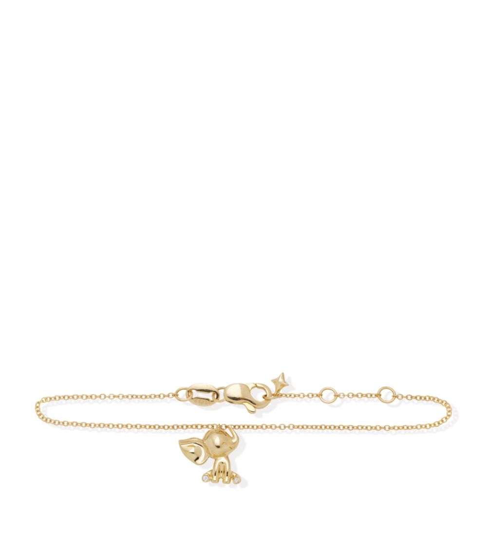 Noa Mini Noa Mini Yellow Gold And Diamond Elephant Baby Bracelet