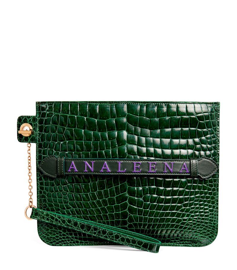 Analeena Analeena Crocodile Clutch Bag