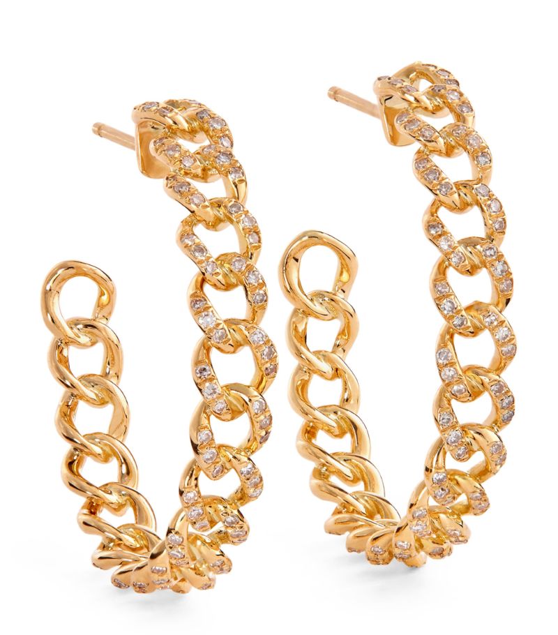 Shay Shay Yellow Gold And Diamond Link Hoop Earrings