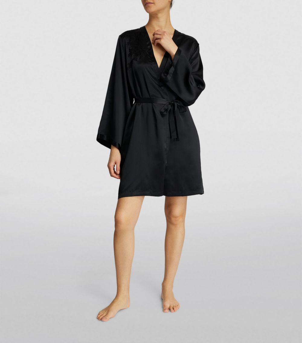 Marjolaine Marjolaine Silk Lace-Trim Robe