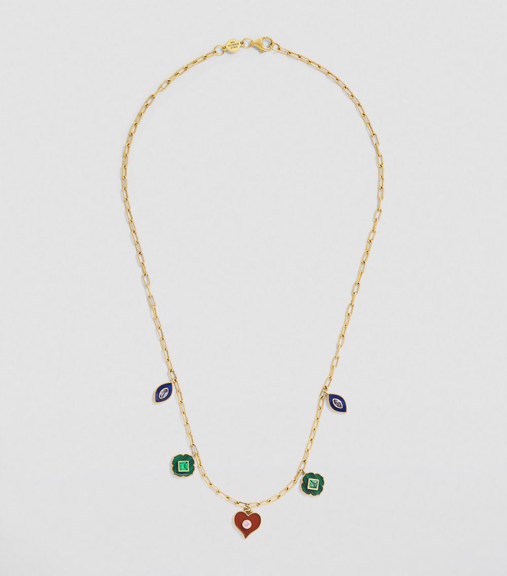 Orly Marcel ORLY MARCEL Yellow Gold and Mixed Stone Symbols Necklace