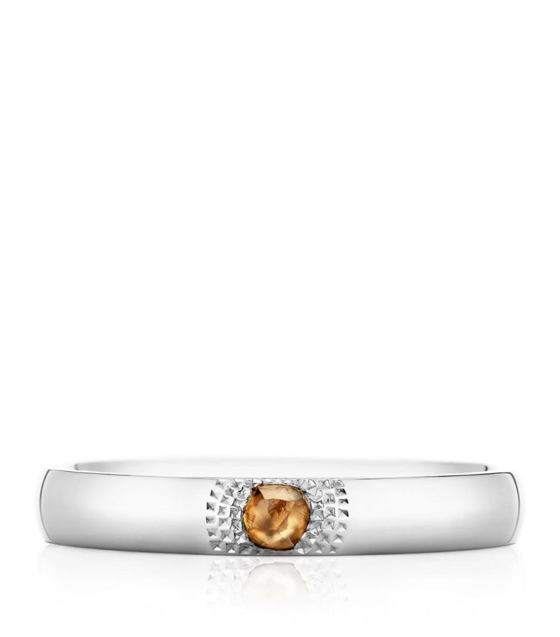 De Beers Jewellers De Beers Jewellers Small White Gold And Diamond Talisman Band