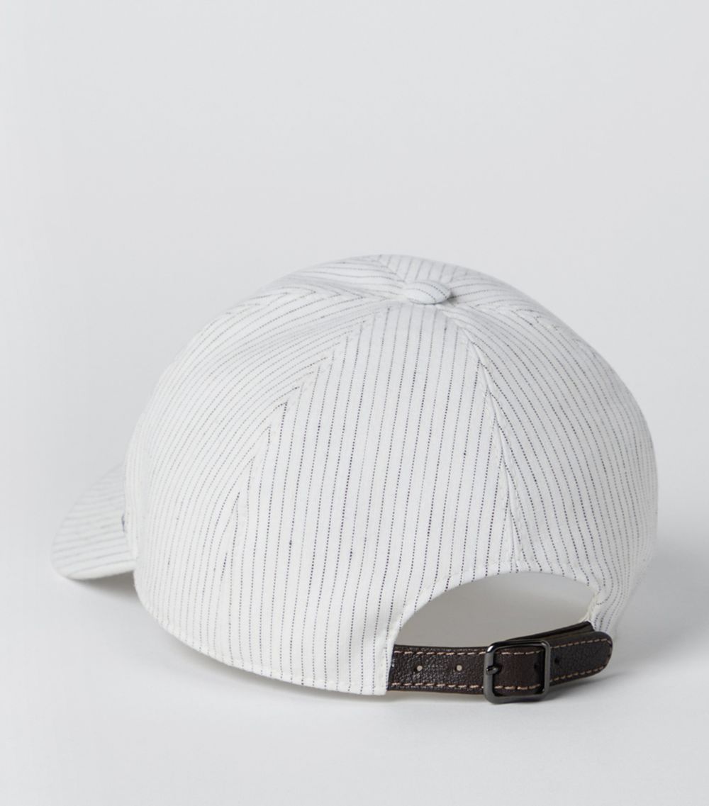 Brunello Cucinelli Brunello Cucinelli Linen-Cotton Striped Baseball Cap