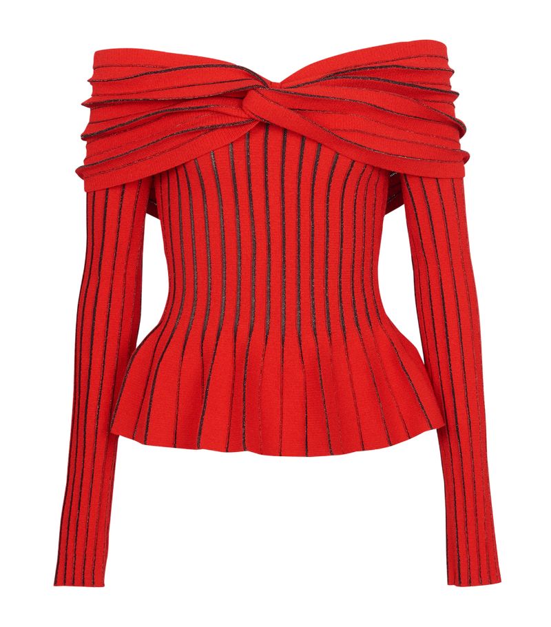 Balmain Balmain Knotted Off-The-Shoulder Blouse