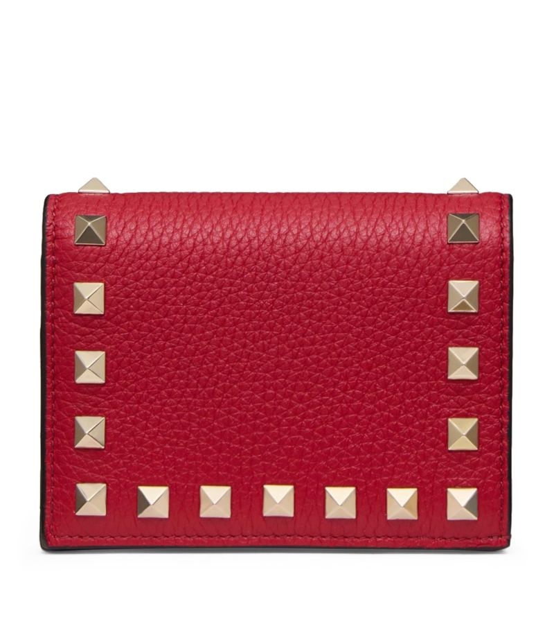 VALENTINO GARAVANI Valentino Garavani Leather Rockstud French Flap Card Holder