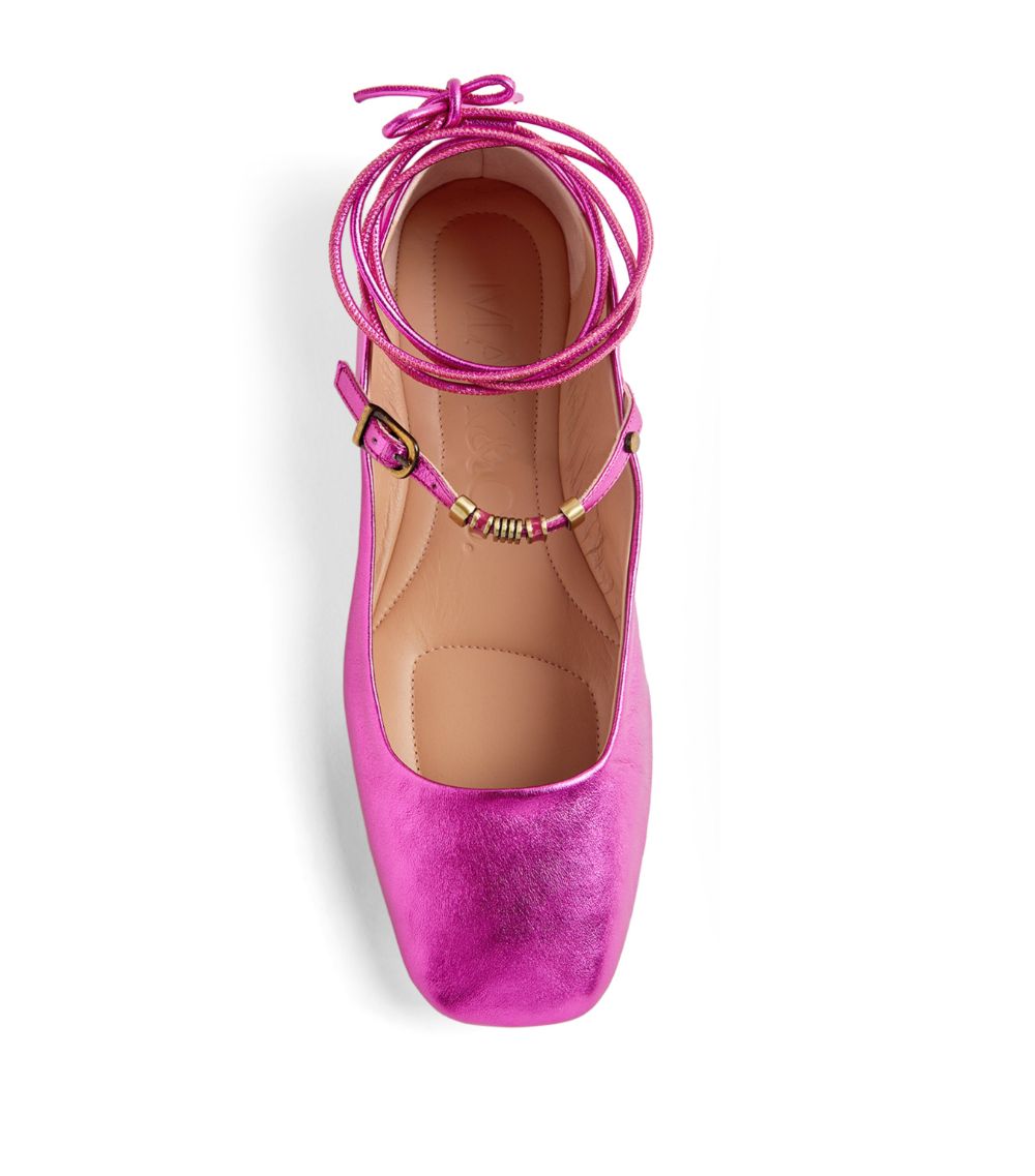 Max & Co. Max & Co. Metallic Lace-Up Ballet Flats