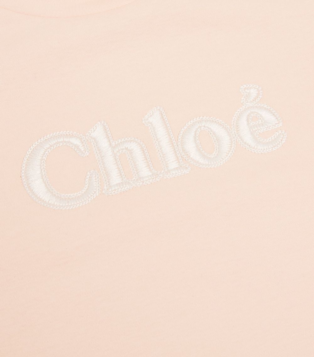 Chloé Kids Chloé Kids Cotton Embroidered Logo T-Shirt (4-14 Years)