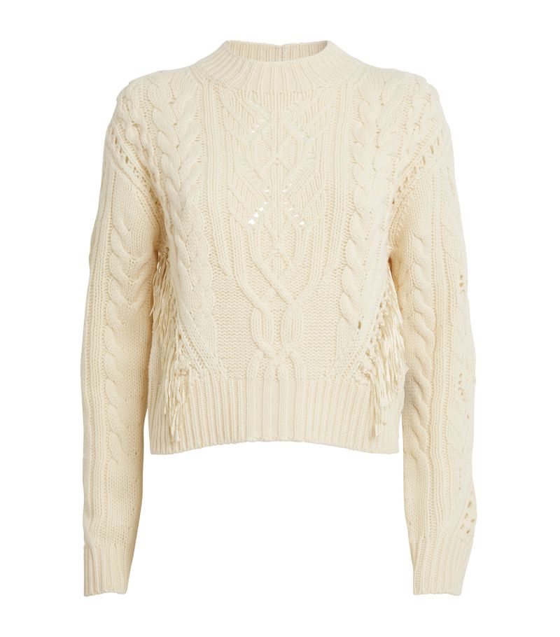 Vince Vince Fringed Cable-Knit Sweater