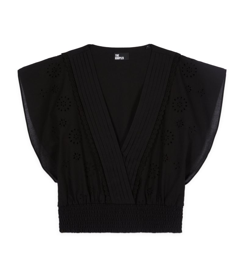 The Kooples The Kooples Smocked Broderie Anglaise Top