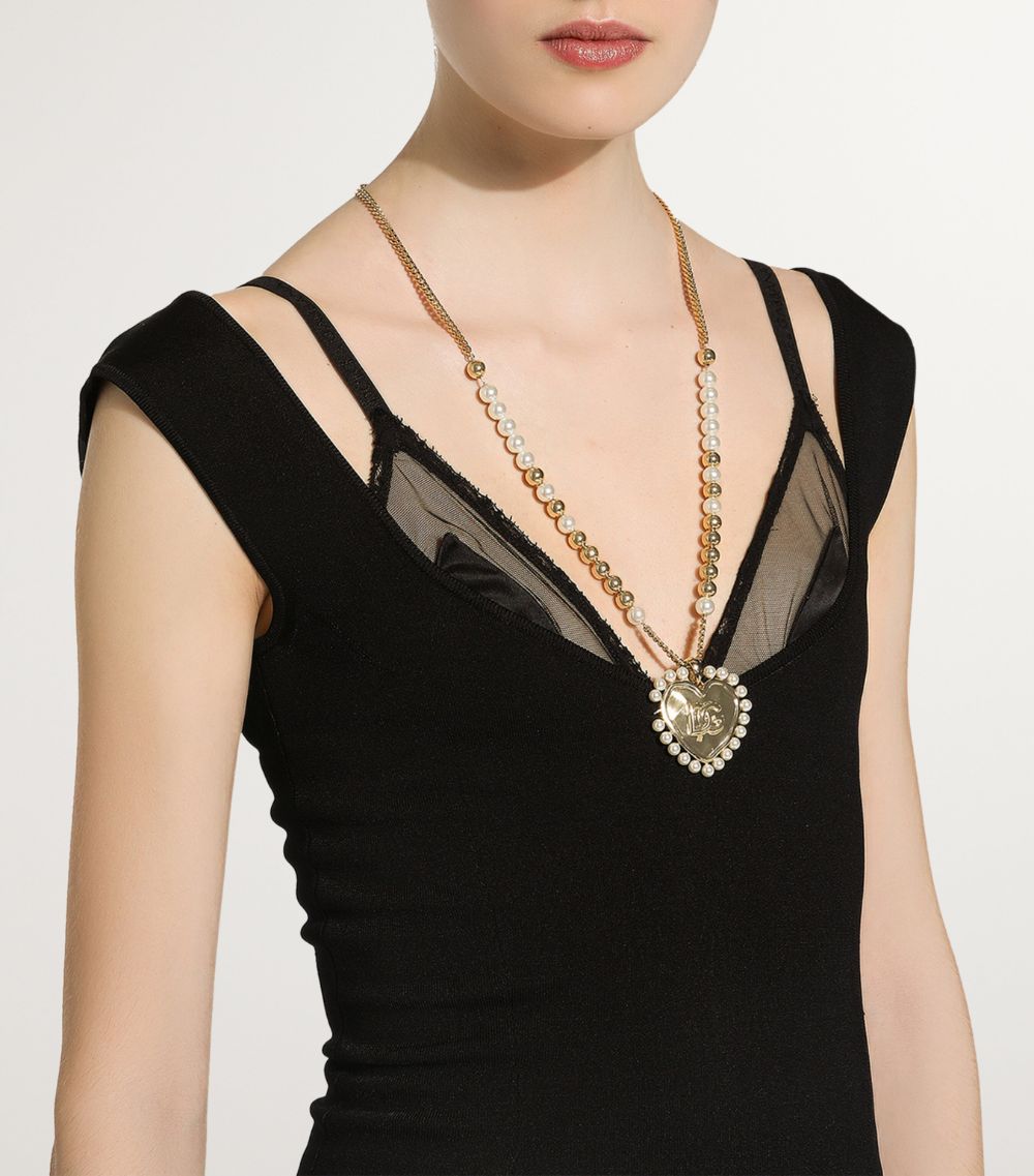 Dolce & Gabbana Dolce & Gabbana Faux Pearl Dg Pendent Necklace