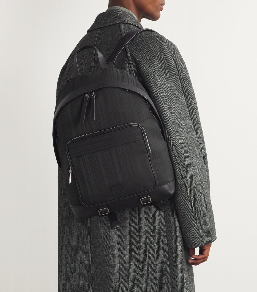 Paul Smith Paul Smith Leather-Trim Shadow Stripe Backpack