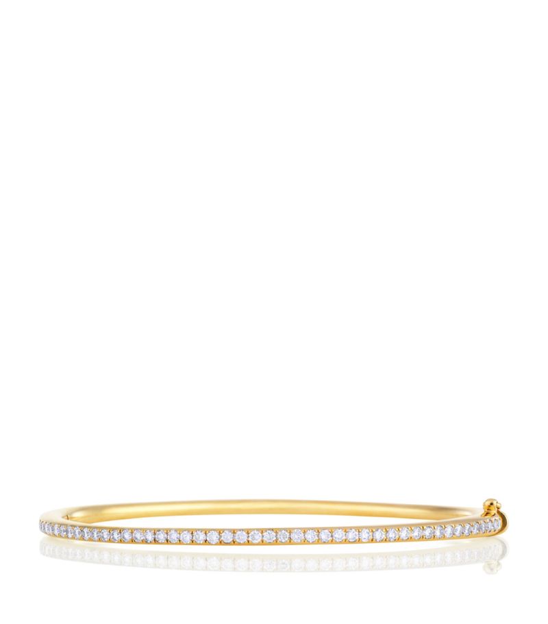 De Beers Jewellers De Beers Jewellers Yellow Gold And Micropavé Diamond Db Classic Bangle