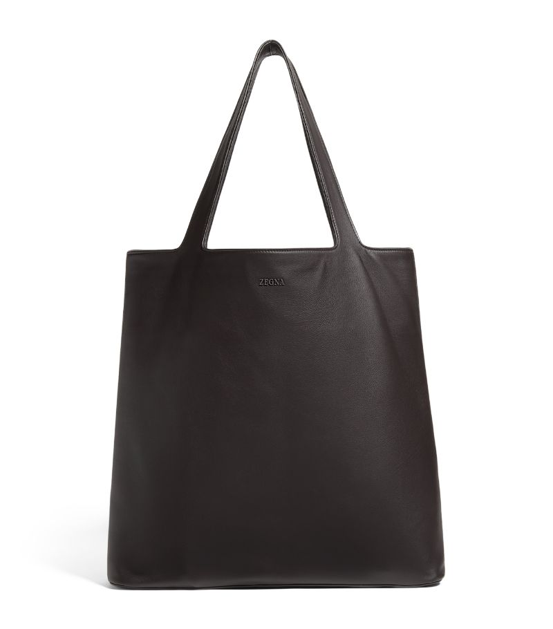 zegna Zegna Calf Leather Tote Bag