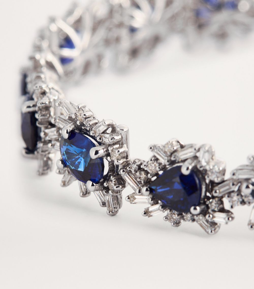 Suzanne Kalan Suzanne Kalan White Gold, Diamond And Sapphire One Of A Kind Tennis Bracelet