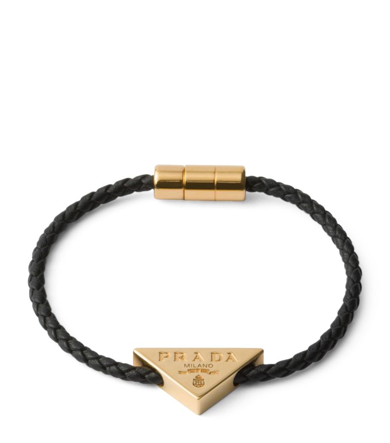 Prada Prada Nappa Leather Braided Bracelet