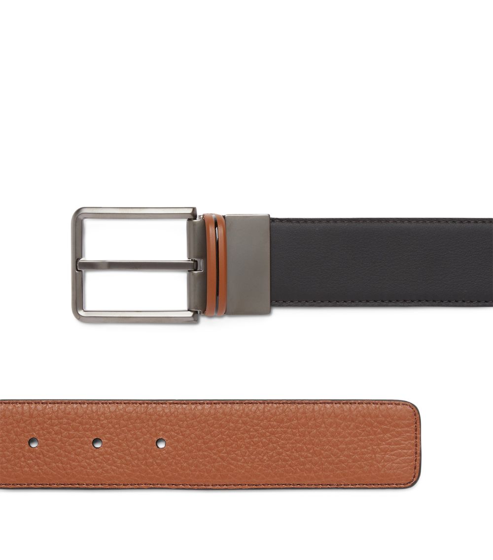 zegna Zegna Leather And Deerskin Reversible Belt