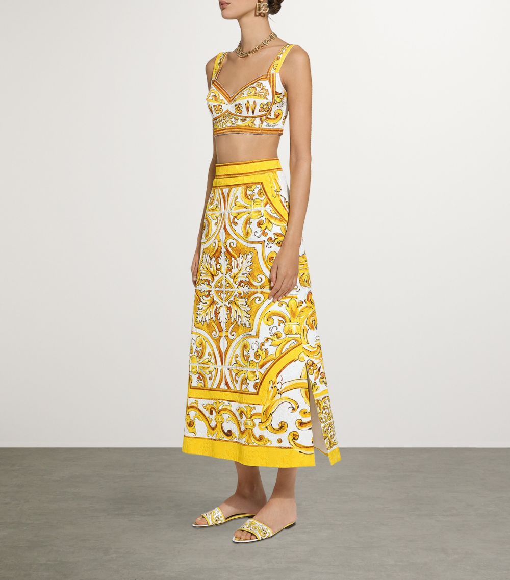 Dolce & Gabbana Dolce & Gabbana Cotton-Blend Majolica Print Midi Skirt