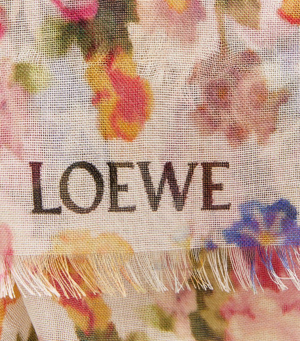 Loewe Loewe Cashmere-Silk Floral Logo Scarf