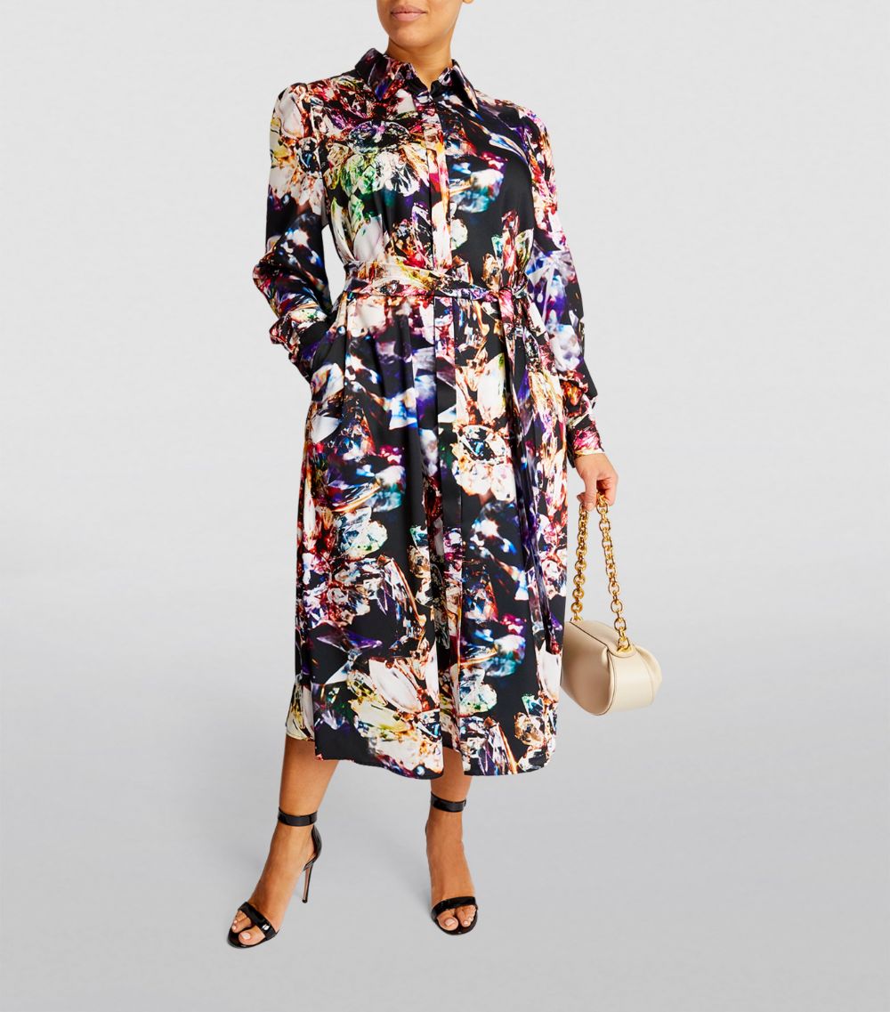 Marina Rinaldi Marina Rinaldi Belted Diamond-Print Shirt Dress