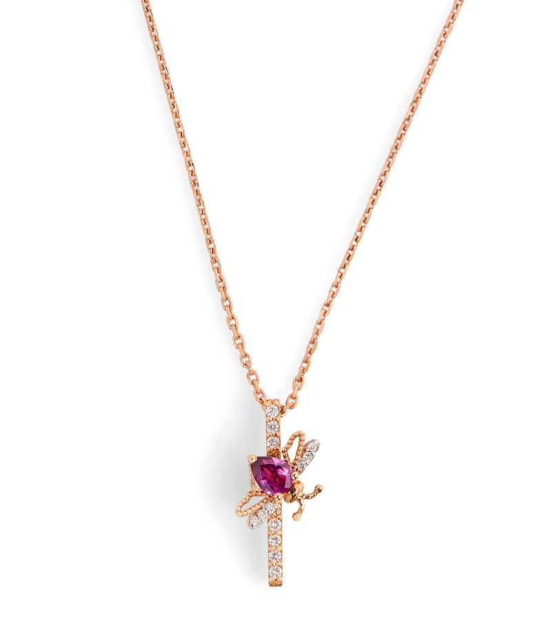 Bee Goddess Bee Goddess Rose Gold, Diamond And Radolite Letter I Necklace