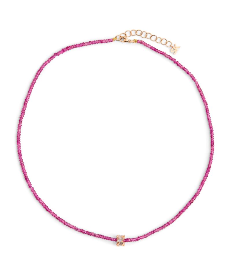 Suzanne Kalan Suzanne Kalan Rose Gold, Diamond And Pink Spinel Infinite Beaded Necklace