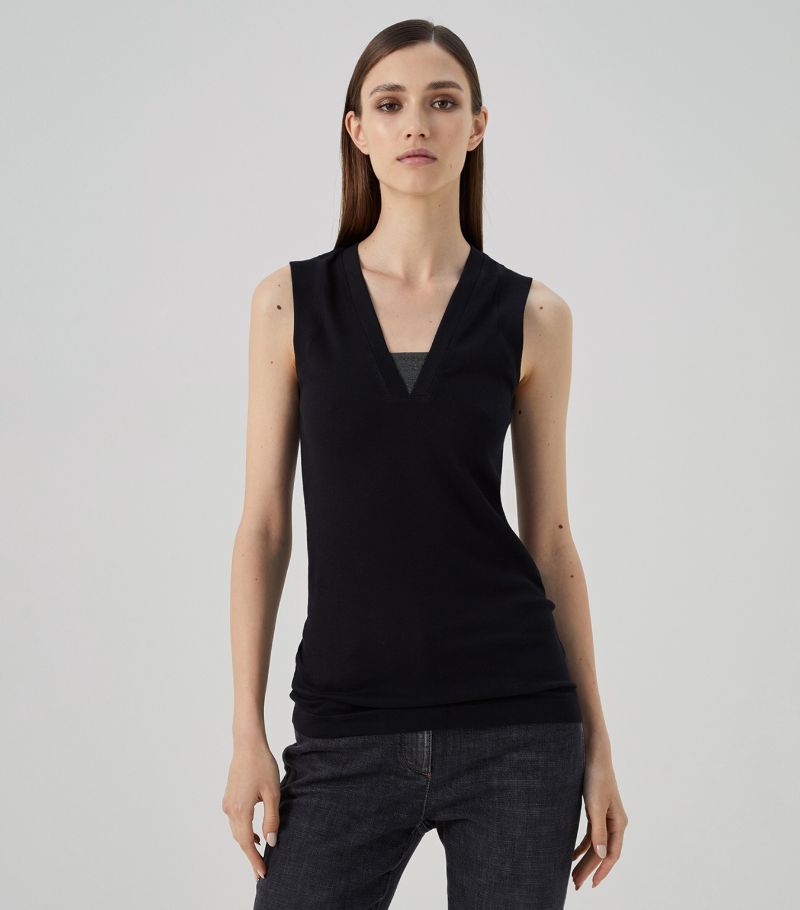 Brunello Cucinelli Brunello Cucinelli Stretch-Cotton V-Neck Tank Top