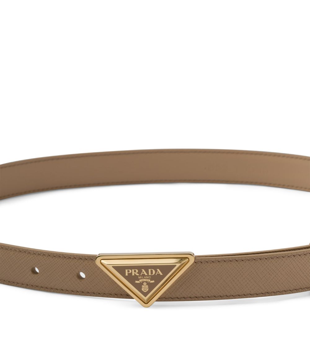 Prada Prada Saffiano Leather Triangle Belt