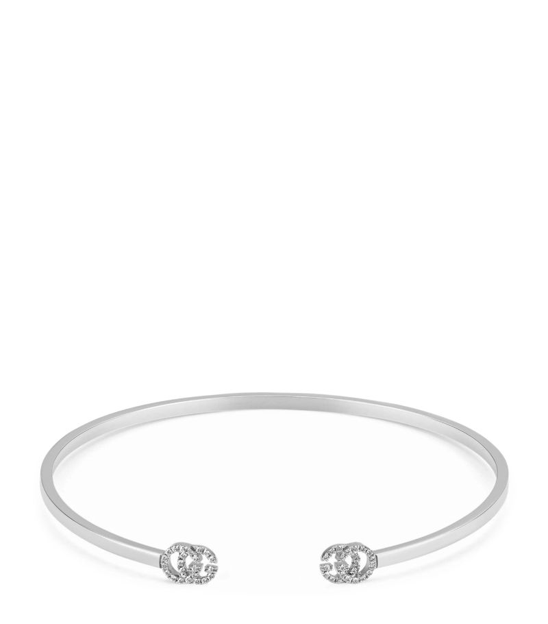 Gucci Gucci White Gold And Diamond Gg Logo Bangle