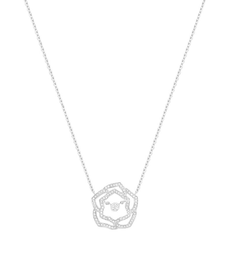 Piaget Piaget White Gold And Diamond Rose Pendant Necklace