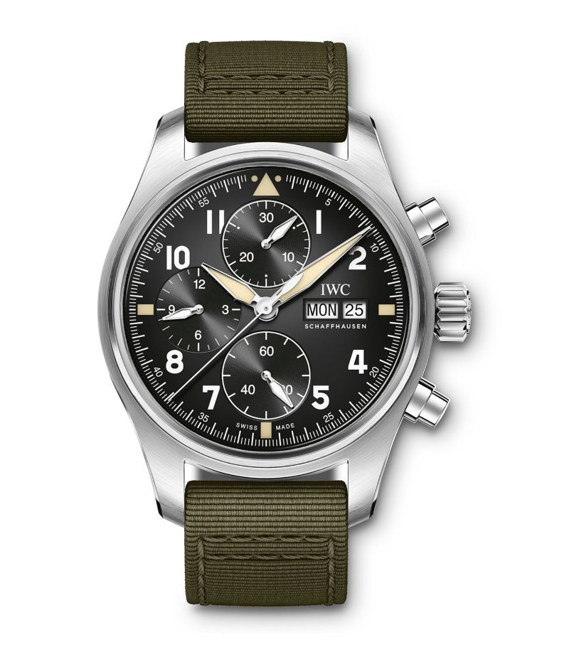 Iwc Schaffhausen Iwc Schaffhausen Stainless Steel Pilot'S Chronograph Spitfire Watch 41.05Mm