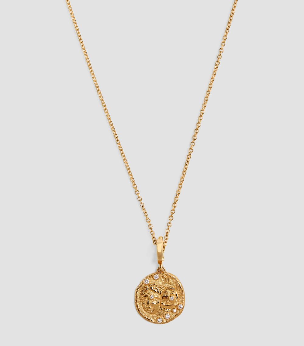 Azlee Azlee Small Yellow Gold and Diamond Gemini Necklace