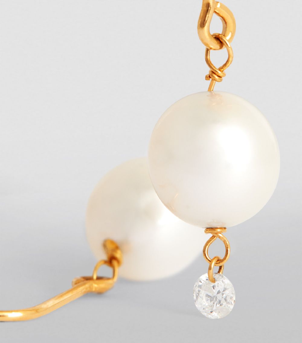Persée Persée Yellow Gold, Diamond And Pearl Earrings