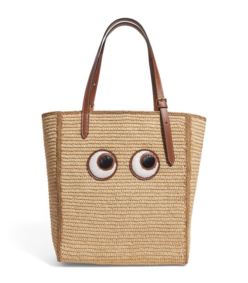 Anya Hindmarch Anya Hindmarch Small Raffia N/S Eyes Tote Bag