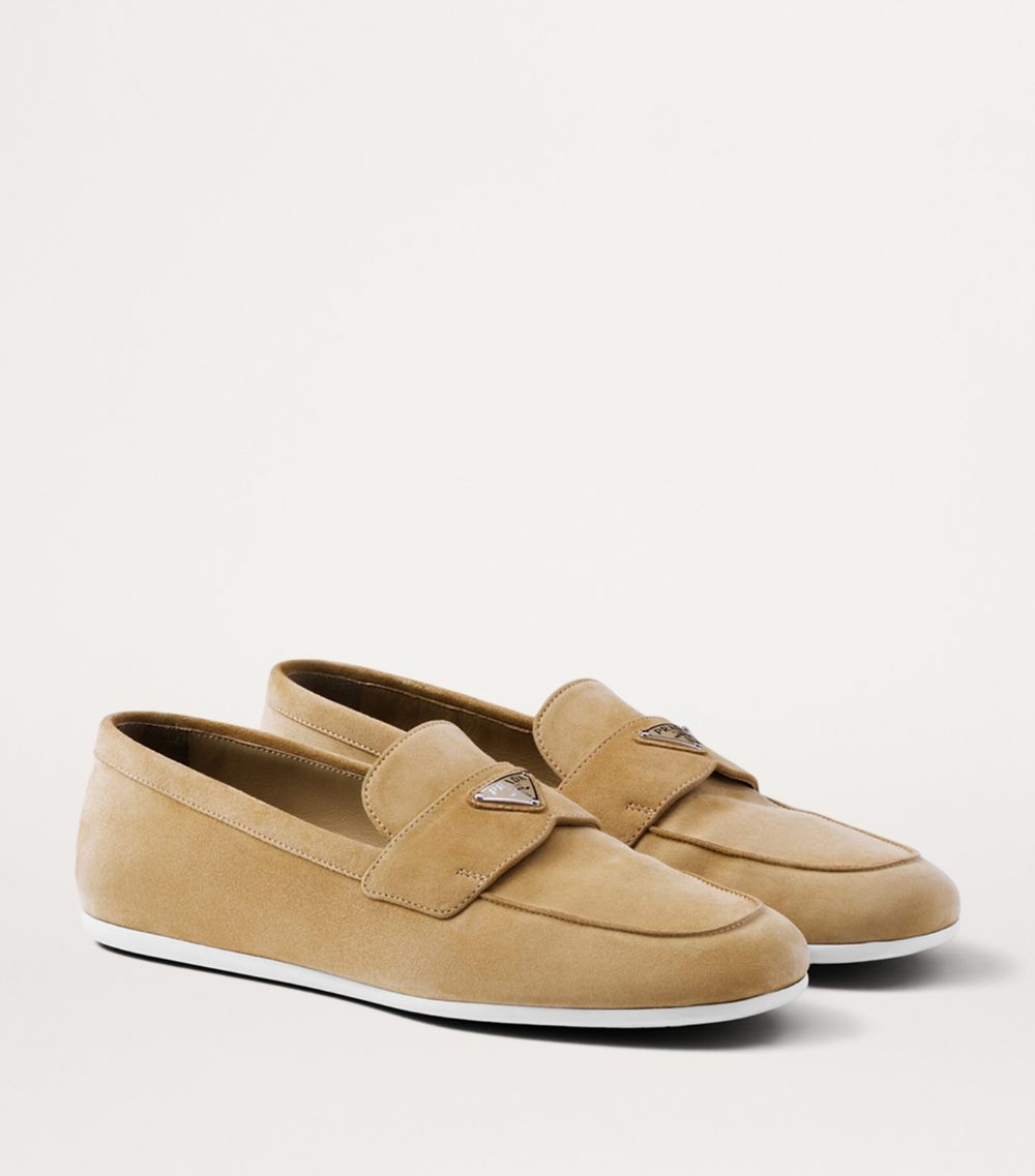 Prada Prada Suede Triangle Loafers