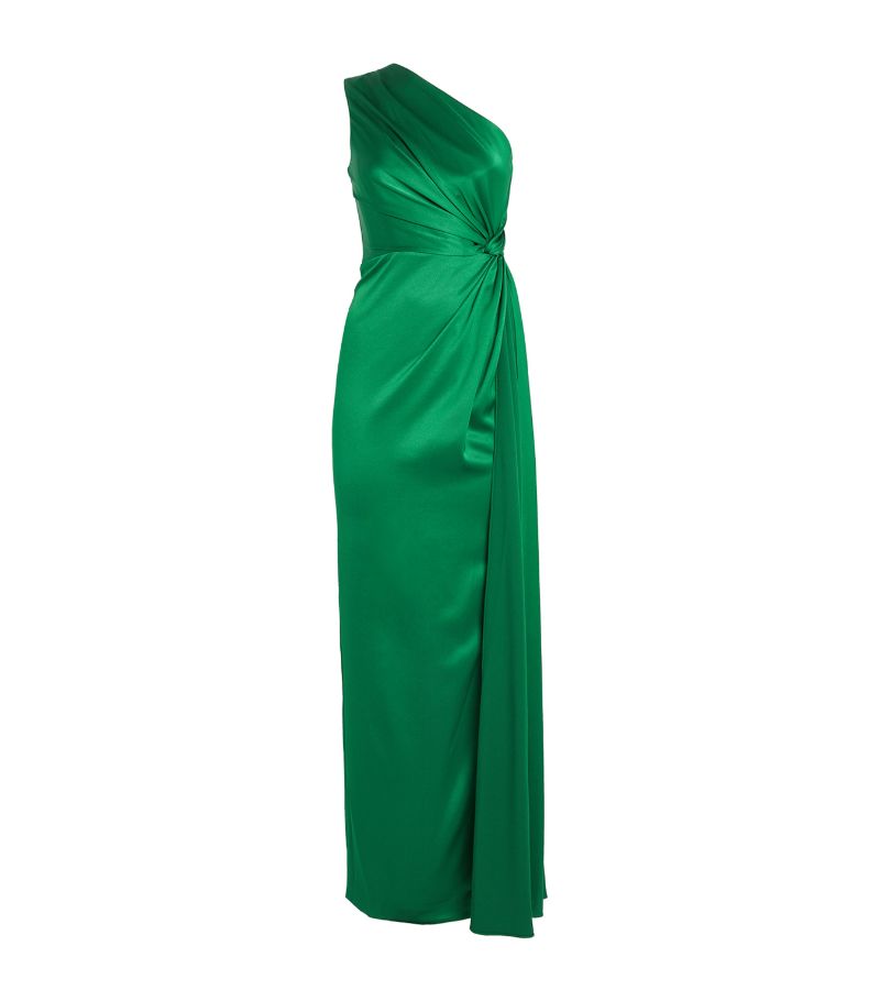  Alex Perry Twist-Detail One-Shoulder Gown