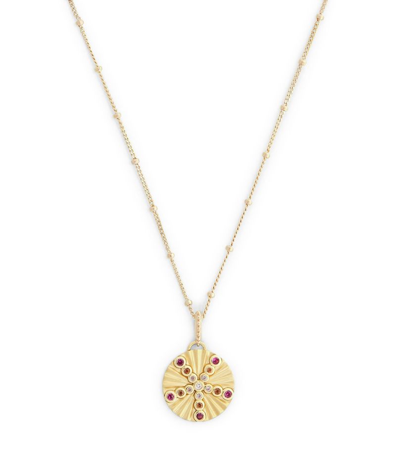 Orly Marcel Orly Marcel Yellow Gold, Diamond And Sapphire Mini Shine Necklace