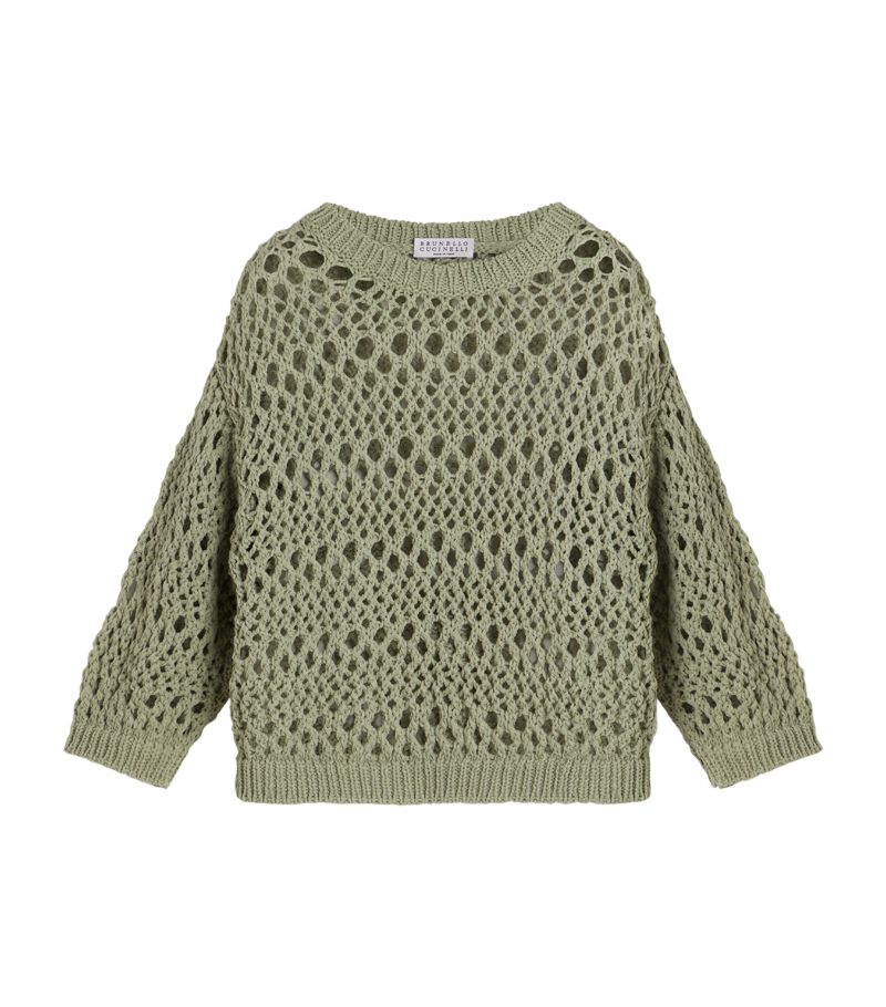 Brunello Cucinelli Kids Brunello Cucinelli Kids Cotton Cable-Knit Sweater (4-12 Years)
