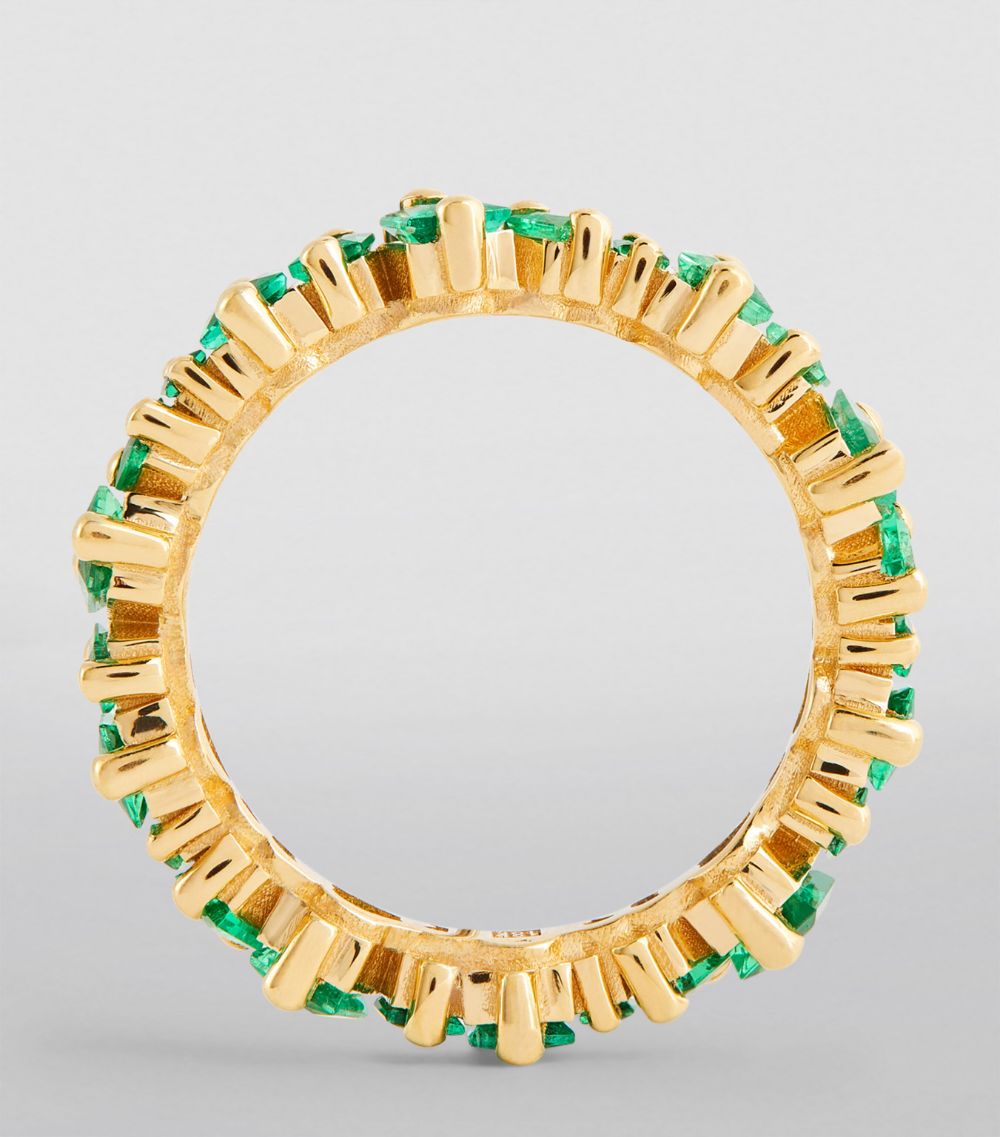 Suzanne Kalan Suzanne Kalan Yellow Gold And Emerald Princess Eternity Ring