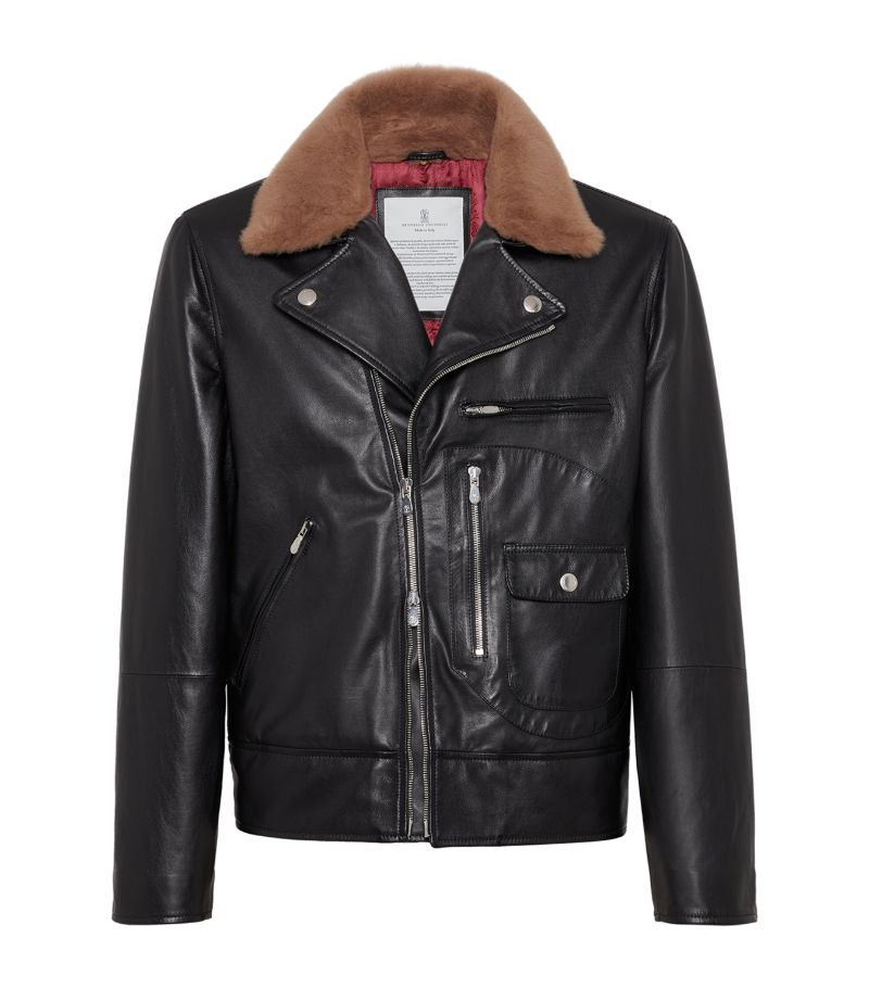 Brunello Cucinelli Brunello Cucinelli Calfskin-Shearling Biker Jacket