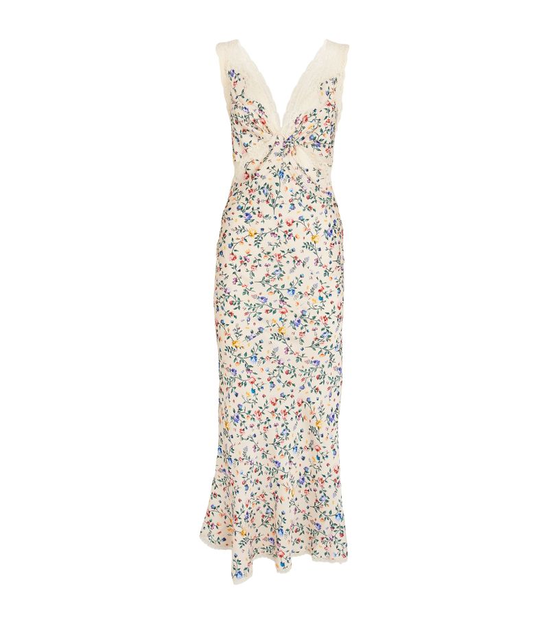 Rabanne Rabanne Lace-Trim Floral Maxi Dress